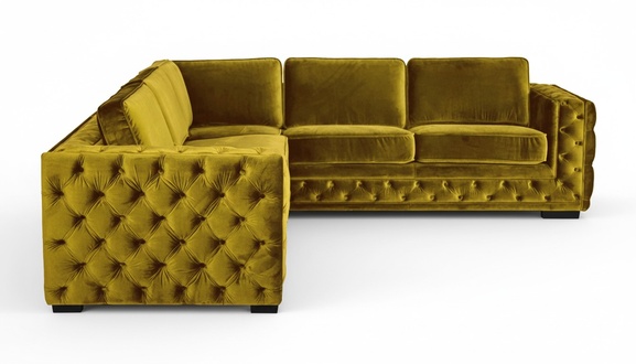 Chesterfield Velvet Corner Sofa Couch Upholstery Corner Set Living Room Couches Yellow