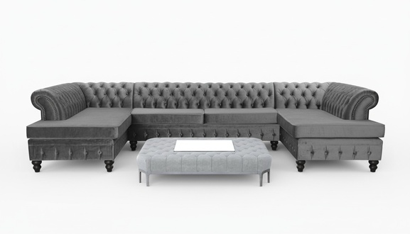 Chesterfield velvet corner sofa U-shape living area upholstered corner sofa couch sofas new