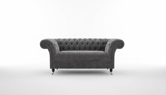Cheserfield velvet sofa 2 seater designer couches couch fabric upholstery gray textile