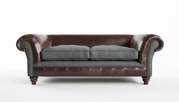 Chesterfield Sofa 3-Seater Dark Brown Faux Leather Upholstery Comfortable Couch With Cushions New