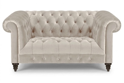 Chesterfield White Fabric Sofa Modern Living Room Two-Seater Luxury Couch