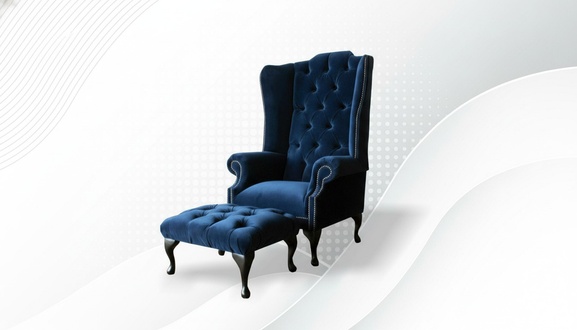 Chesterfield Armchair + Stool Relax TV Single Seat Sofa One Seater