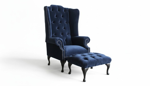Chesterfield wing chair armchair + stool Chaise Relax 1 seater sofa New