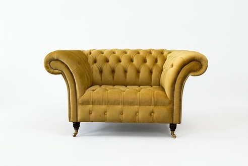 Chesterfield yellow armchair couch upholstery luxury textile design couches new