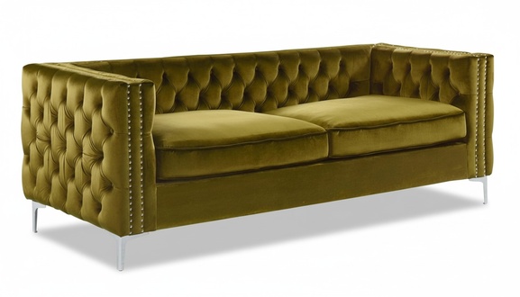 Chesterfield Yellow Velvet Textile Fabric Living Room Couch Sofa Furniture Seat Upholstery New