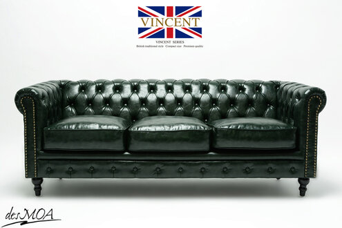 Chesterfield Couch Upholstery Sofas Classic Leather Schaffhau 3 Seater - 300