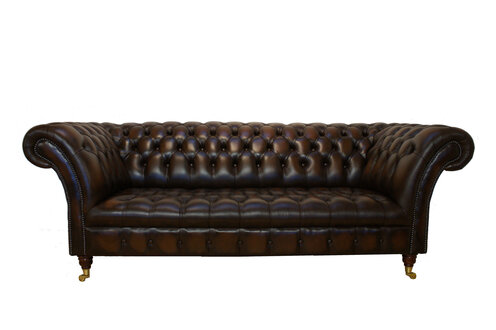Premium Chesterfield Sofa 3-Seater Dark Brown Faux Leather Upholstery Amazing Classic Design