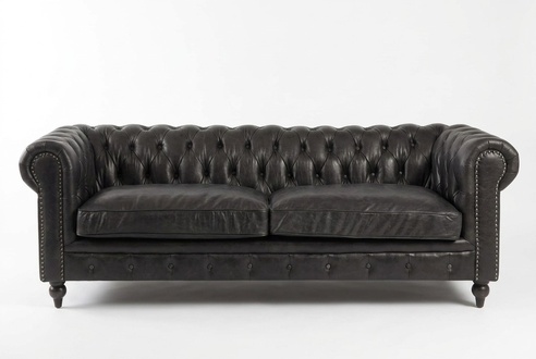 Cheterfield Sofa 3 Seater Modern Leather Fibre Real Wood Luxury Classic Style Furniture