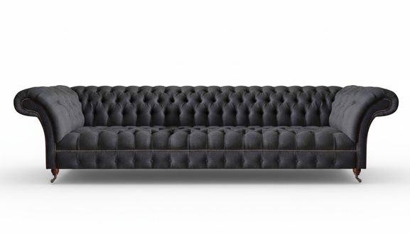 Send black Chesterfield seating furniture designer textile couch four-seater.
