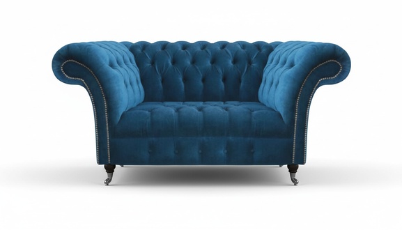 Chic Blue Chesterfield Two-Seater Modern Living Room Seating Furniture