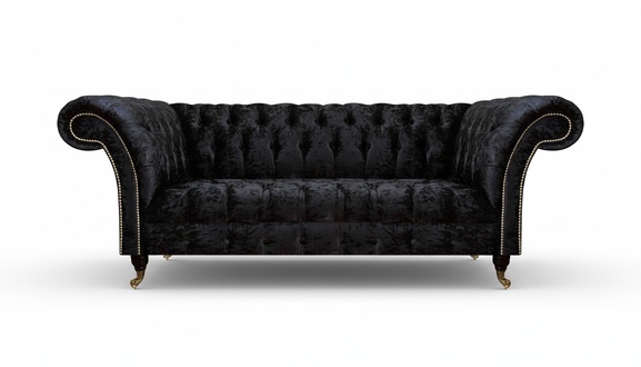 Stylish Chesterfield 3-seater living room fabric sofa designer seating furniture