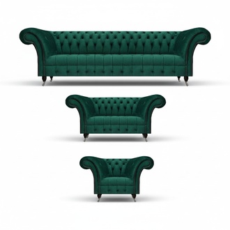 Send Chesterfield green sofa set living room designer couches 3-piece