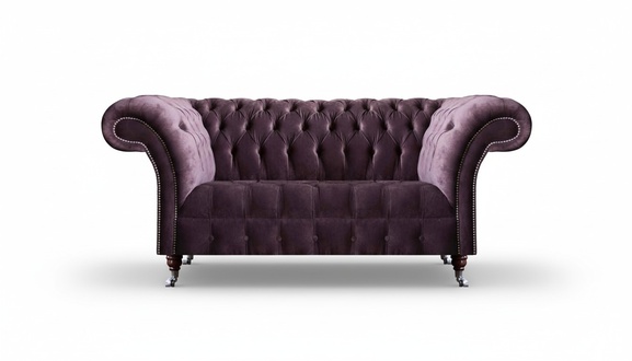 Chic Lilac Chesterfield Three-Seater Living Room Upholstered Couch Elegant Furniture