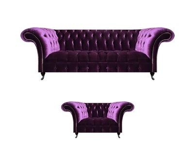 Send Chesterfield purple upholstered couch living room armchair luxury furniture.