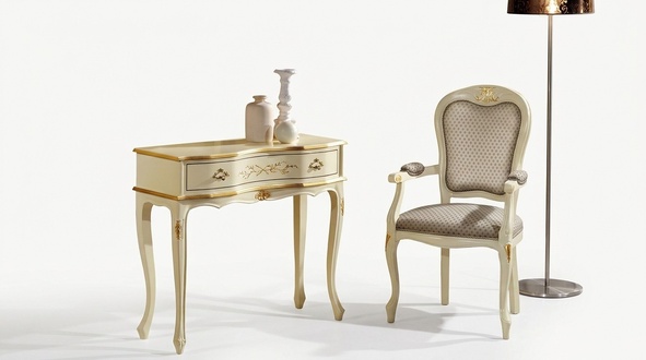 Chic designer luxury baroque armchair Italian wood chair living room furniture