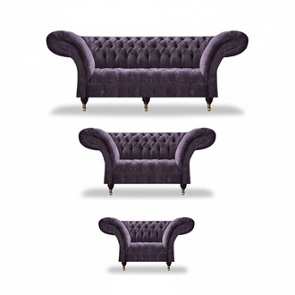 Send purple Chesterfield sofas designer complete living room set.