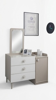 Children\'s Dresser With Mirror Beige Modern Dressers Designer Luxury Wood