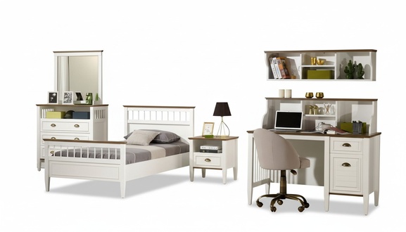 Children\'s room set in white wood with stylish design.