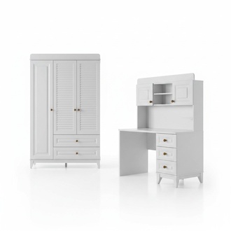 Children\'s Room Set Wardrobe Desk Table 2-piece Set Furnishing Furniture