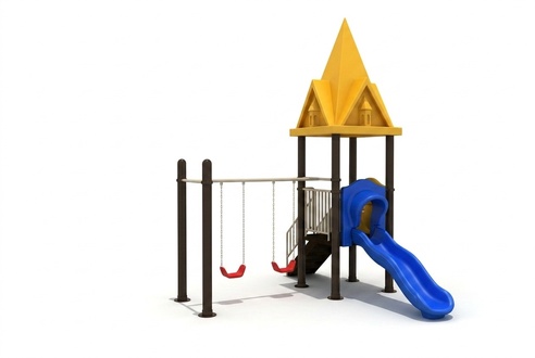 Children\'s playground with slide swings Outdoor entertainment for children