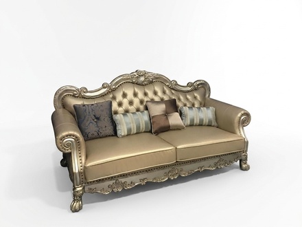 Baroque style made of real wooden 3-seater sofa chesterfield design
