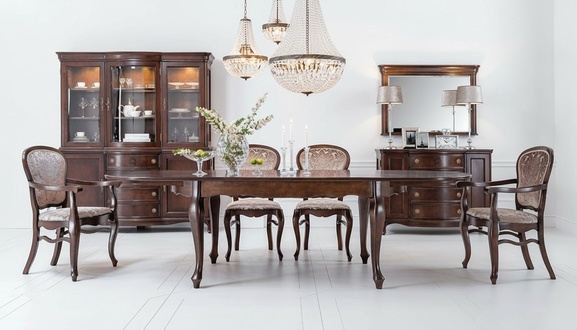 Baroque style made of real wooden massive oval dining/conference room table 100x190/270cm XXL Big