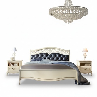 Classic bed 2x bedside tables Stylish furniture bedroom set 3-piece wooden furniture