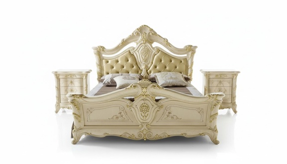 Classic Bed Luxury Chesterfield Wood Bedroom Hotel Baroque Furniture Beds