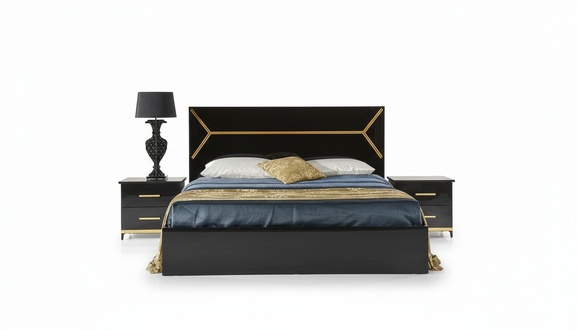 Modern style set of luxury 2x-bedside tables & massive double bed for your bedroom