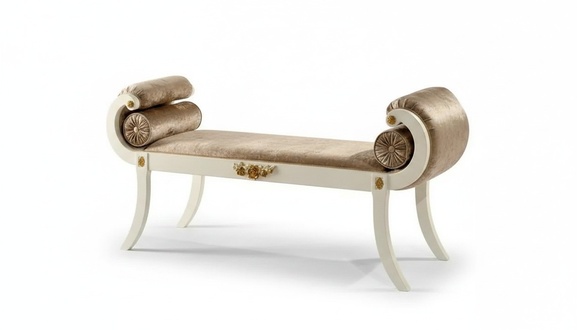 Classic beige upholstered bench bench seating furniture designer wooden furniture