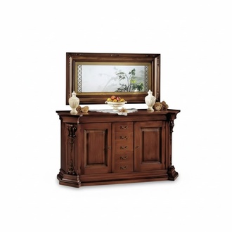 Classic Brown Solid Wood Sideboard Mirror Dresser Cabinets New