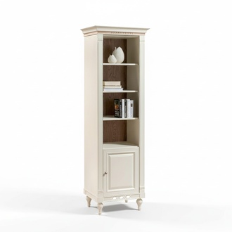 Modern style made of real wooden high bookcase with a swing door & shelves, Florence collection