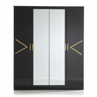 Modern style gloss luxury wardrobe with mirrors & swing doors, italian furniture