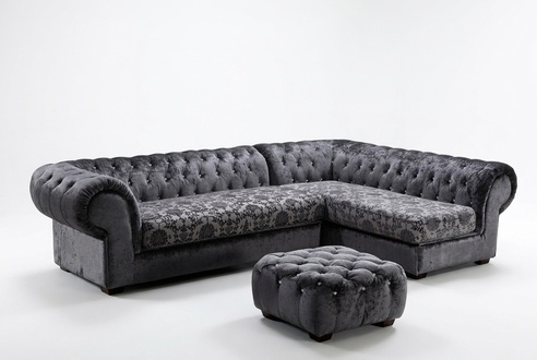 Classic Chesterfield Fabric L Shape Couch Living Area Corner Sofa Set Sofa