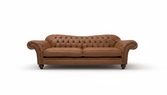 Classic Sofa 3-Seater Chesterfield Brown Couch Faux Leather Upholstered New