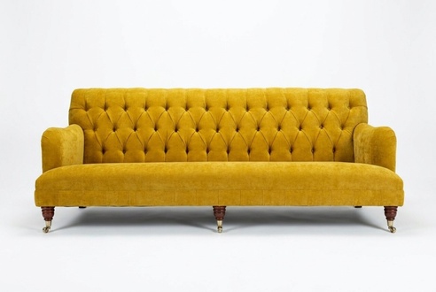 Classic Chesterfield Sofa 4 Seater Sofas Couches Leather Yellow Design Upholstery