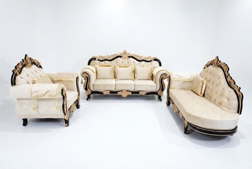 Classic Chesterfield Couch Baroque Style Sofa Set Group Couches 3pcs.