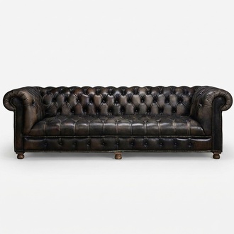 Classic Chesterfield Couch Black English Living Room Couches Sofas Upholstered 5-Seater XXL