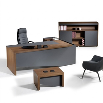 Klassischе Complete study furniture grey corner office table 3pcs wood
