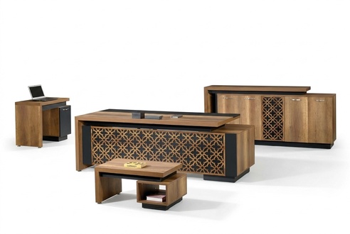 Klassischе Complete study furniture desk 4pcs wood brown