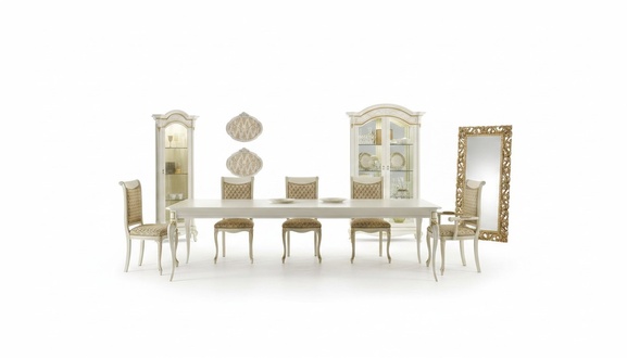 Dining room set Real wood Dining table 6x chairs Showcase cabinet Showcases