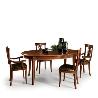 Classic Dining Room Set Oval Table 4 Chairs Armchairs Group Set New Real wood