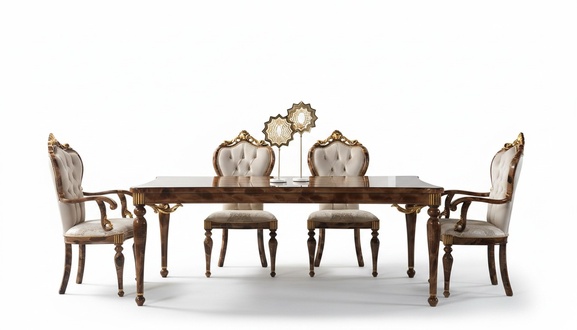 Classic dining set dining area dining room dining table wood set 7 pcs brown table