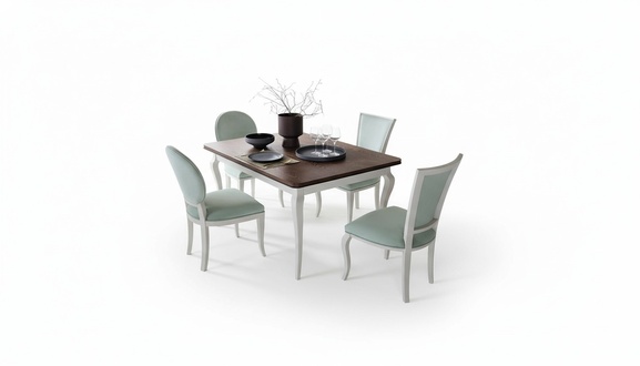 Modern style made of real wooden set of extendable dining table & 4x-chairs