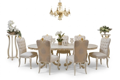Classic dining table real wood dining room set 4x chair set chairs 5-piece set
