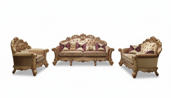 Baroque style made of real wooden 3+2+1 seater sofa set chesterfield design
