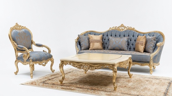 Classic grey living room sofas Chesterfield sofas three-seater armchairs