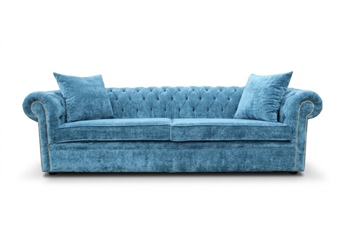 Classic Living Room Sofa - Blue Chesterfield Fabric Couch 3-Seater JVFurniture®