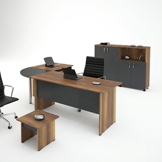 Classicе office furniture set 3-piece corner office desk complete office wood grey office