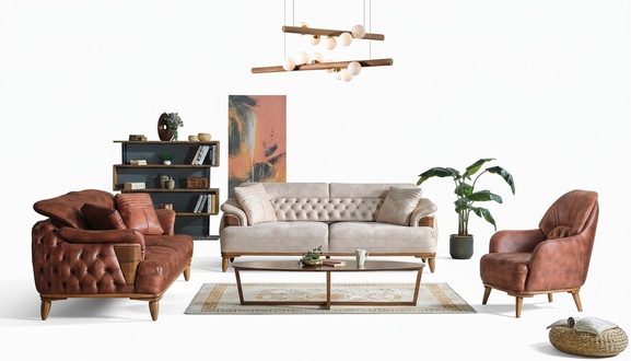 Classic Sofa Set 3+3+1 Seater Chesterfield Relax Armchair Furniture